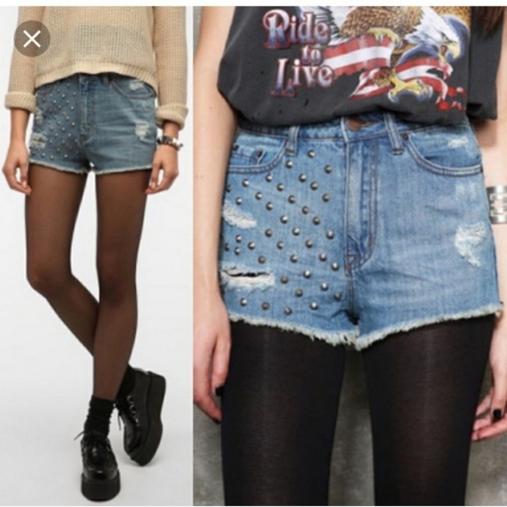 BDG | Studded High Waisted Cheeky Jean Shorts - Picture 2 of 5